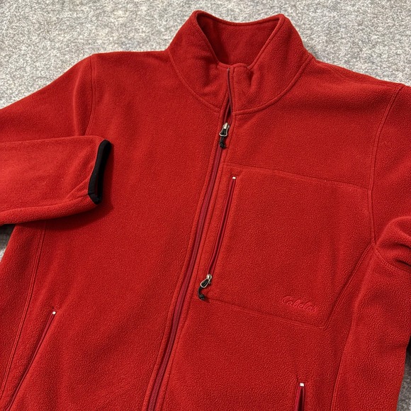 Cabela's Other - Cabelas Mens Polartec Fleece Jacket Red Full Zip Chest Pocket XL Outdoor Hiking